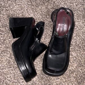 Fashion Bug Black Slingback Block Heel Shoes